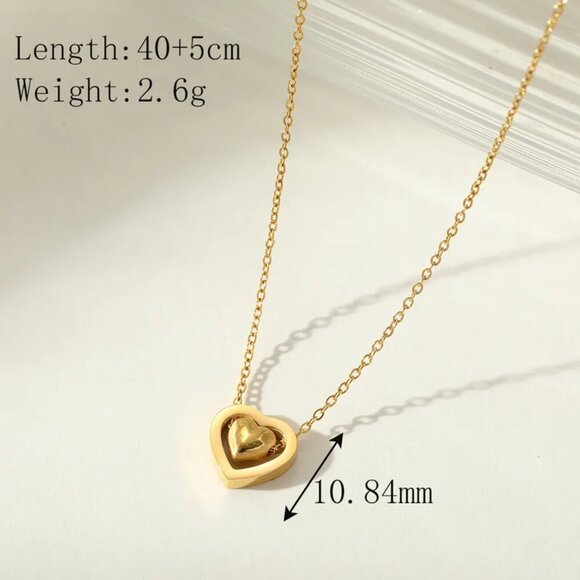 Heart Shape Pendant Necklace on Cable Chain - Picture 2 of 3